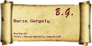 Berze Gergely névjegykártya